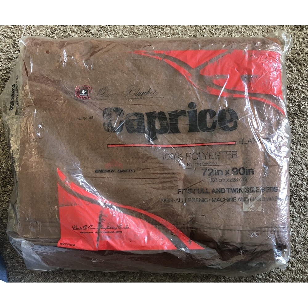 NEW Vintage Owen Caprice Blanket Cocoa 100% Polyester Twin/Full Size 72 x 90 USA